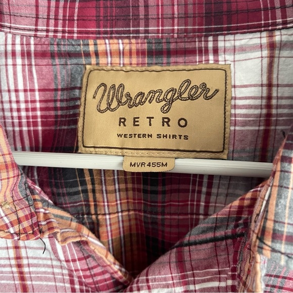 Wrangler men’s Retro Western Shirt Men's XXL Red Long Sleeve Pearl Snaps - Picture 3 of 6